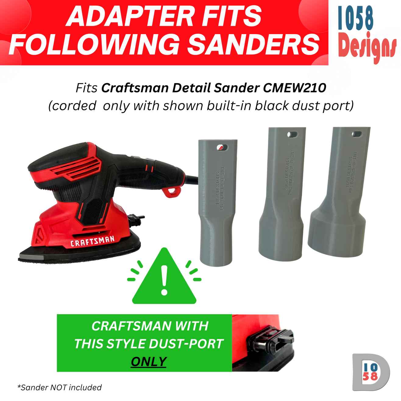 Sander Vacuum Adapter for CRAFTSMAN Detail Sander CMEW210 by 1058 Designs 01