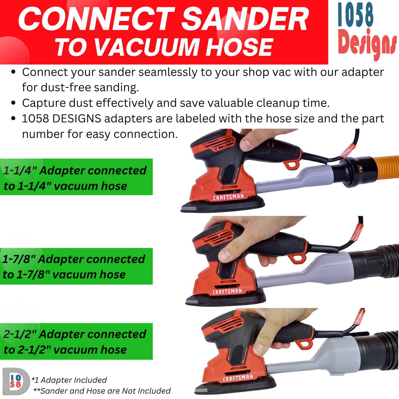 Sander Vacuum Adapter for CRAFTSMAN Detail Sander CMEW210 by 1058 Designs 04